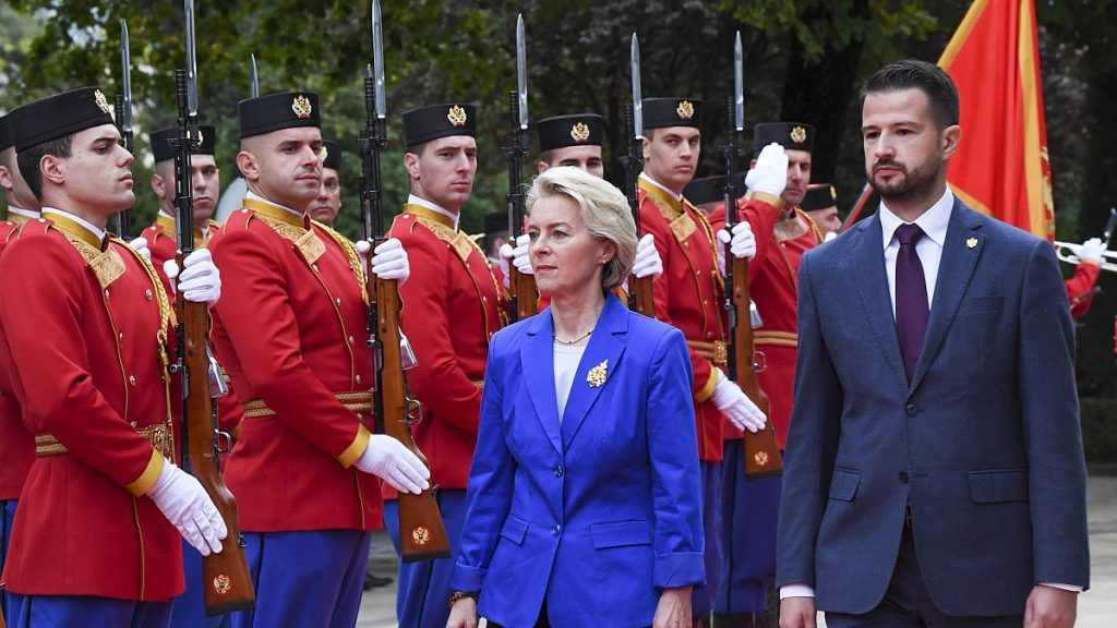 Ursula von der Leyen, reviews honour guard with Montenegro