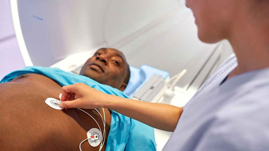 Patient preparing for a cardiac scan on the Philips Ingenia Ambition X MR system