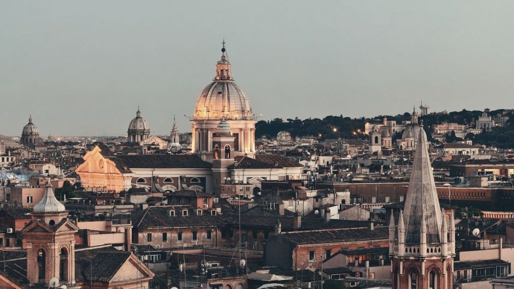 Aerial view of Rome, Italy.