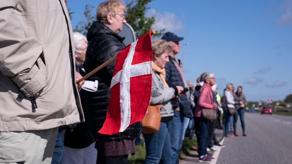 People gather at the border crossing at Saed, Denmark in May 2020.