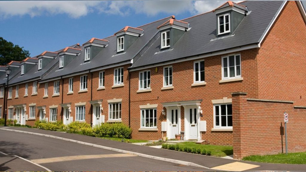 A row of terraced houses in England.