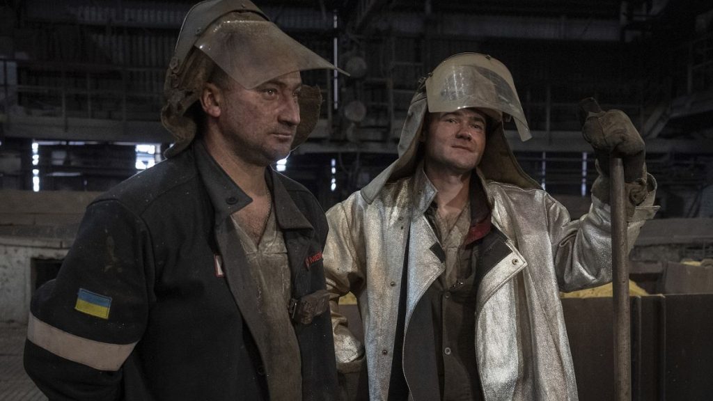 Steelworkers at one of Ukraine