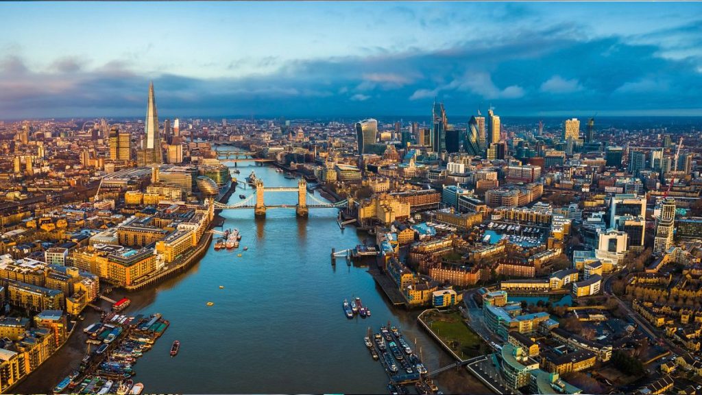 Aerial view of London, United Kingdom.