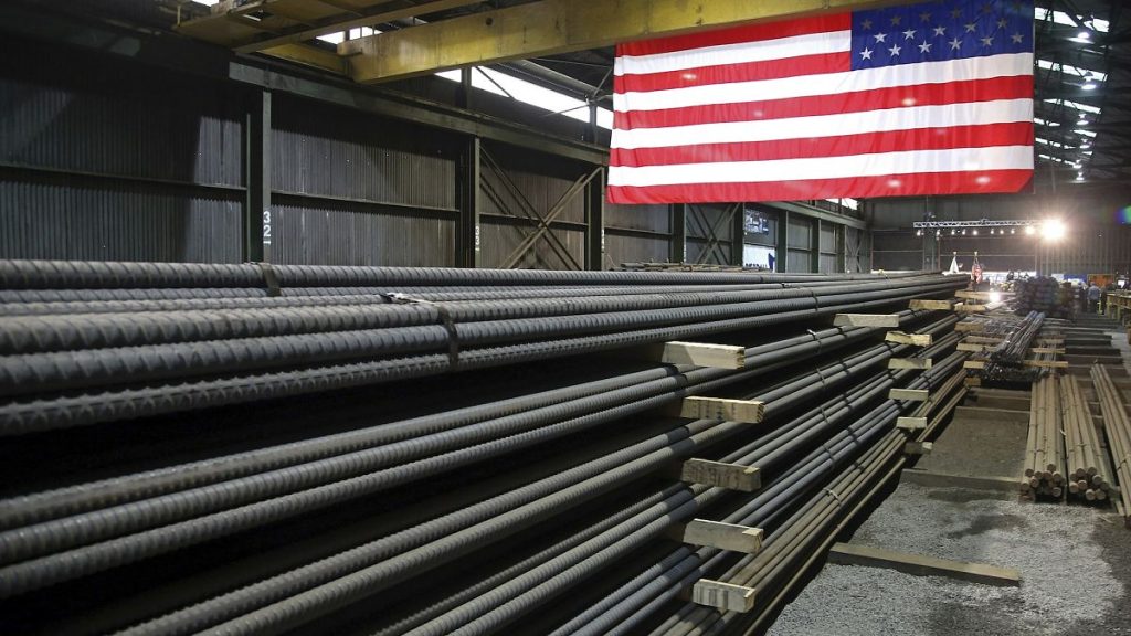 File picture of steel rods produced in the US awaiting shipment - tariffs have also been imposed on steel