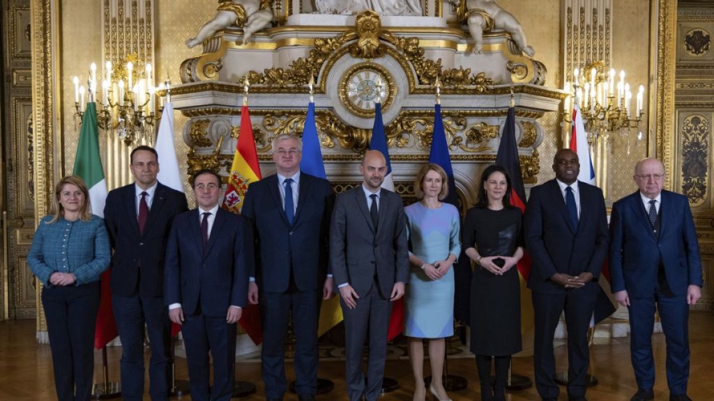 European foreign ministers meet in Paris, France, Wednesday, Feb. 12, 2025.