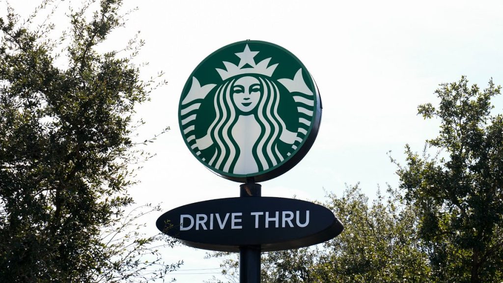 A Starbucks Coffee sign, Houston, USA. 16 January 2025.