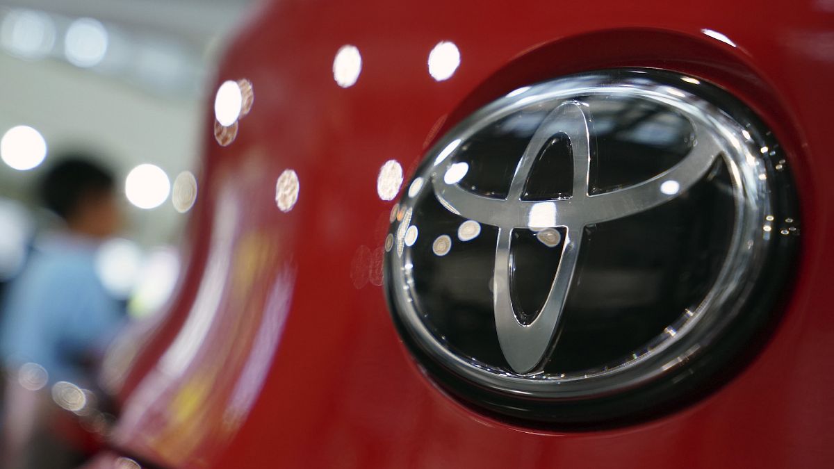 File picture of Toyota car logo from Tokyo showroom