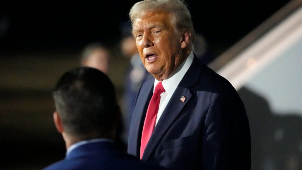 President Donald Trump is pictured before boarding Air Force One at the Naval Air Station Joint Reserve Base in New Orleans, Sunday, Feb. 9, 2025.