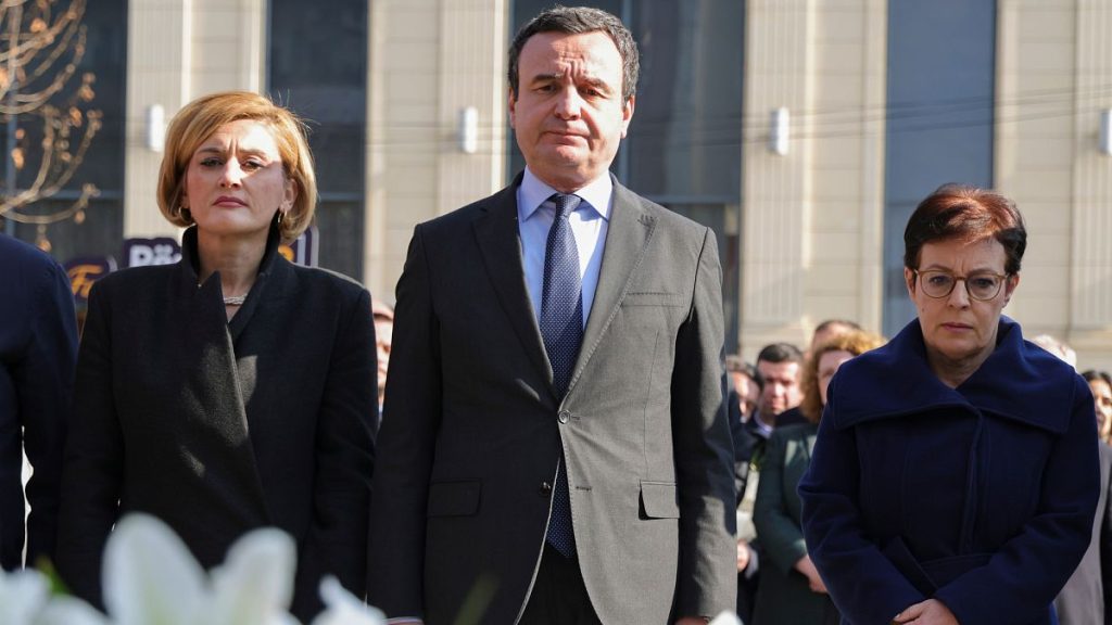 Mimoza Kusari-Lila, left, head of Vetevendosje! Parliamentary group, Kosovo