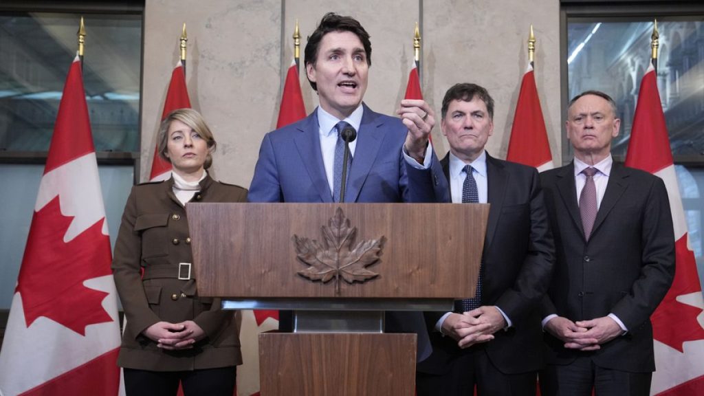 Prime Minister Justin Trudeau holds a news conference on imposed U.S. tariffs in Ottawa on Tuesday, March 4, 2025.