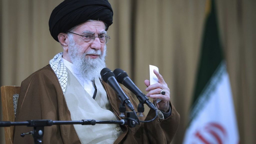 Supreme Leader Ayatollah Ali Khamenei, speaks in a meeting with a group of defense officials, in Tehran, Iran, Wednesday, Feb. 12, 2025