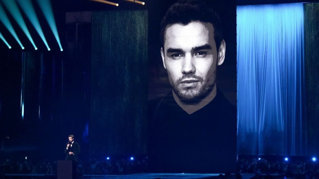 Jack Whitehall pays tribute to Liam Payne during the Brit Awards 2025 in London, Saturday, March.1, 2025