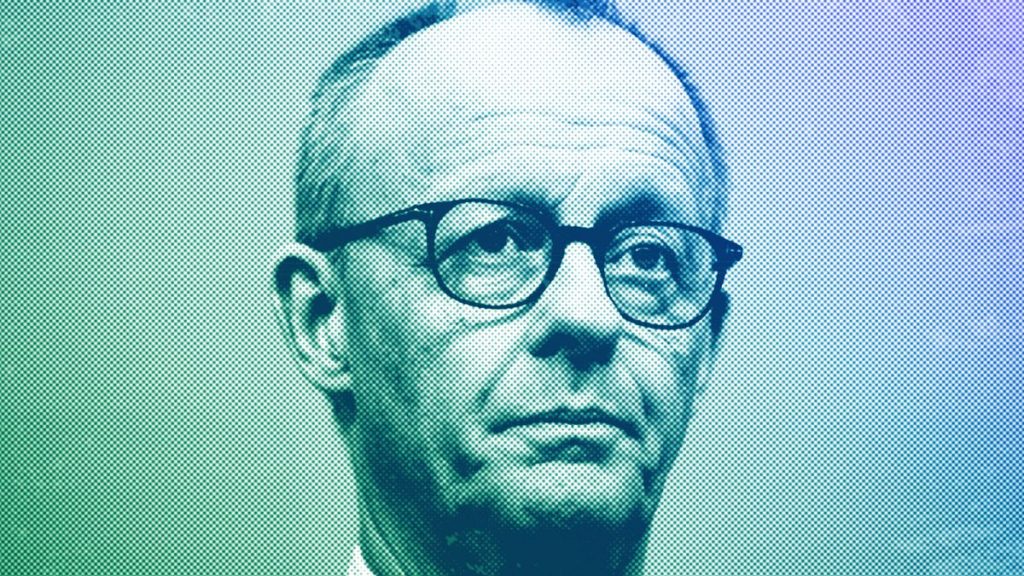 Friedrich Merz, leader of the Christian Democratic Union (CDU), looks on during a press conference in Berlin, March 2025