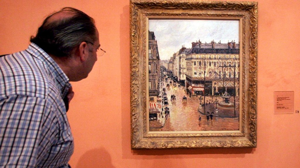 Camille Pissarro’s 1897 “Rue Saint-Honoré, in the afternoon. Effect of rain