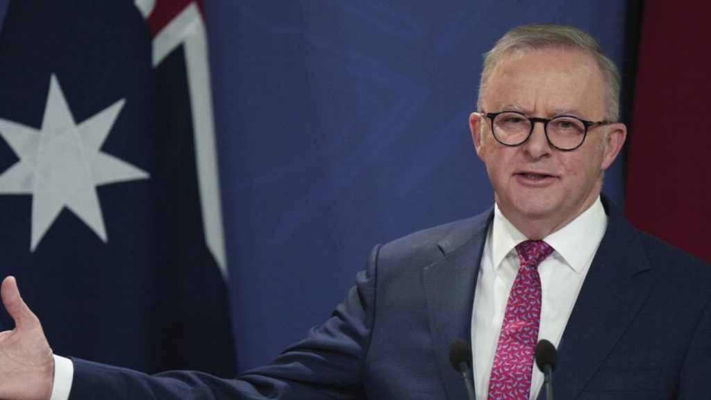 FILE - Australian Prime Minister Anthony Albanese gestures during a press conference in Sydney, Australia, Dec. 12, 2024