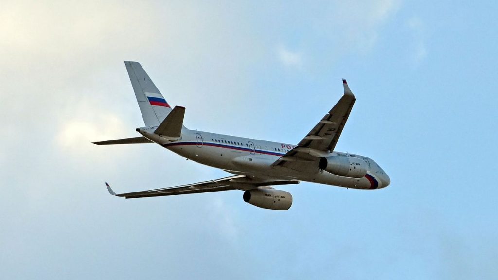 A Russian Plane, believed to be carrying released Russian prisoners, leaves the Ankara Airport, Turkey, 1 August 2024.