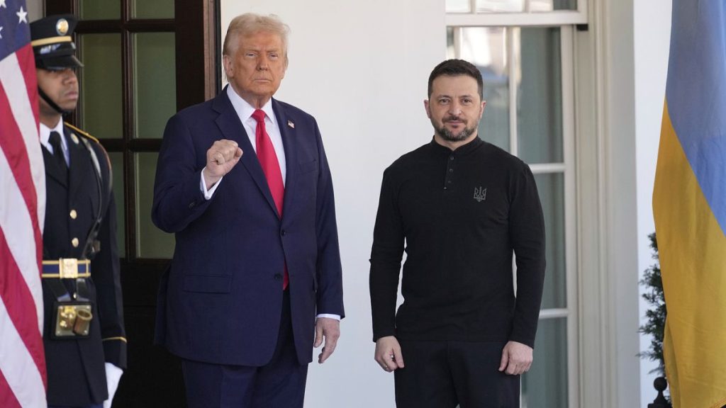 President Donald Trump welcomes Ukraine President Volodymyr Zelenskyy at the White House in Washington, Friday, Feb. 28, 2025.