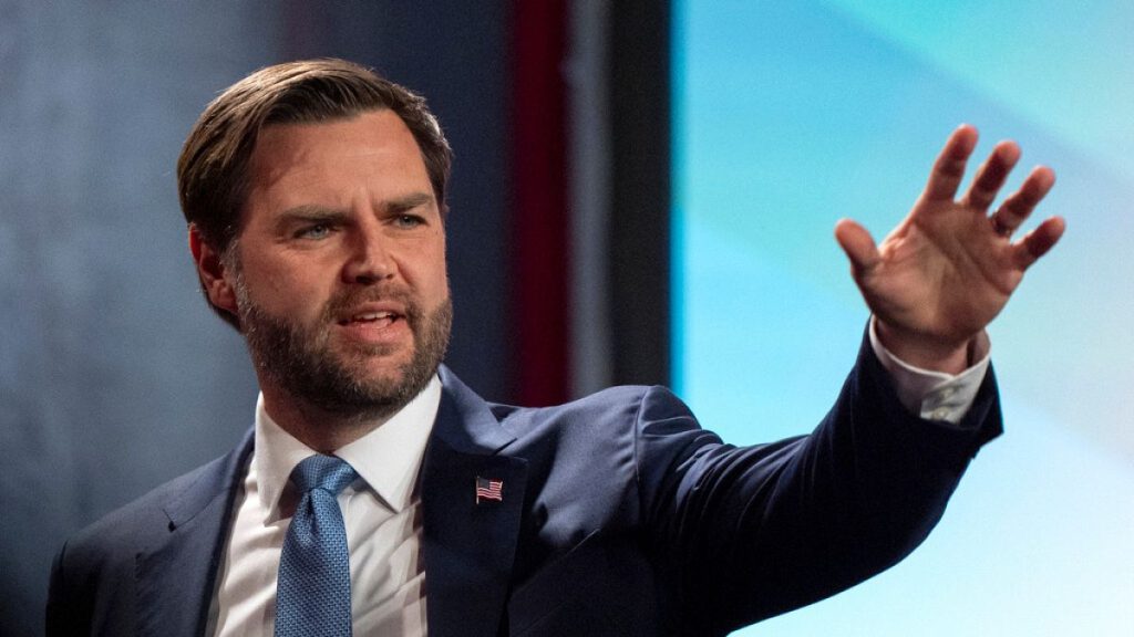 Vice President JD Vance leaves after speaking at the Congressional Cities Conference of the National League of Cities on Monday, March 10, 2025, in Washington.