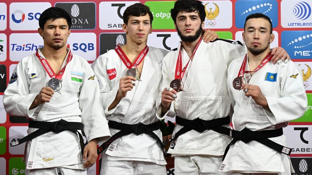 -81 kg podium: Timur Arbuzov (second left) wins the tournament