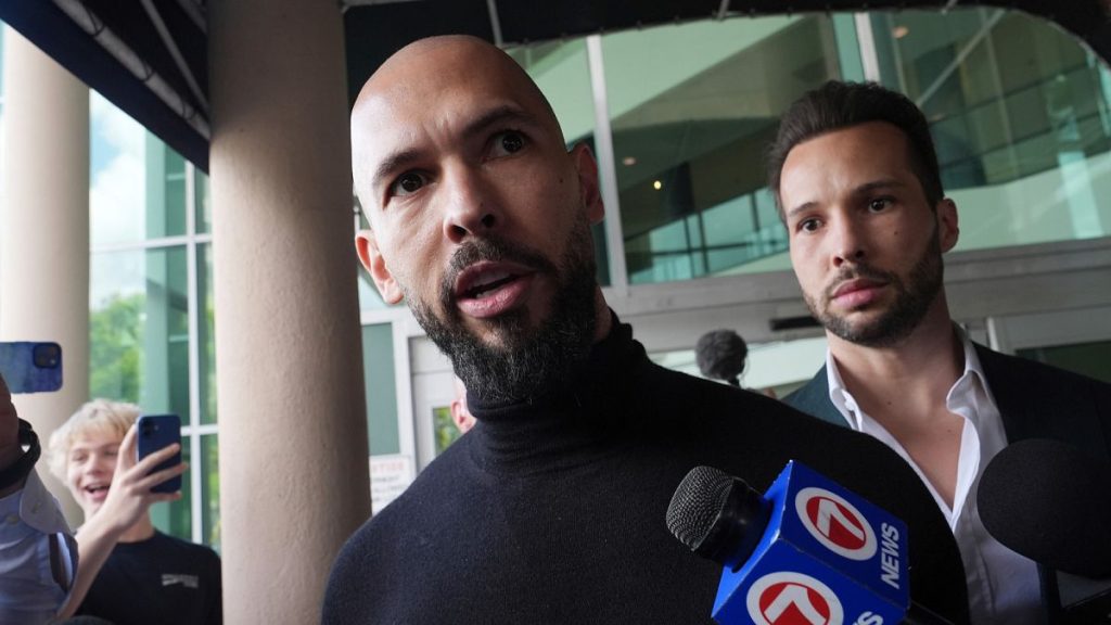 Influencer brothers Andrew and Tristan Tate arrive in Fort Lauderdale, FL, 27 February 2025