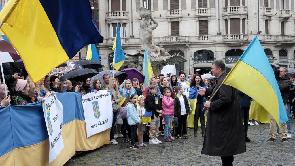 Ukrainians rallying in Rome