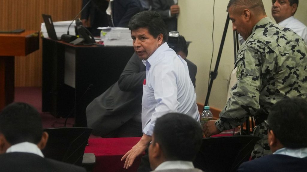 Jailed former Peruvian President Pedro Castillo arrives for his trial on 4 March, 2025.