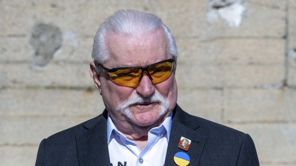 Former Polish president and Nobel Peace Prize laureate Lech Walesa visits Peenemunde, Germany, as part of the European Arts Festival Summit, Monday May 13, 2024