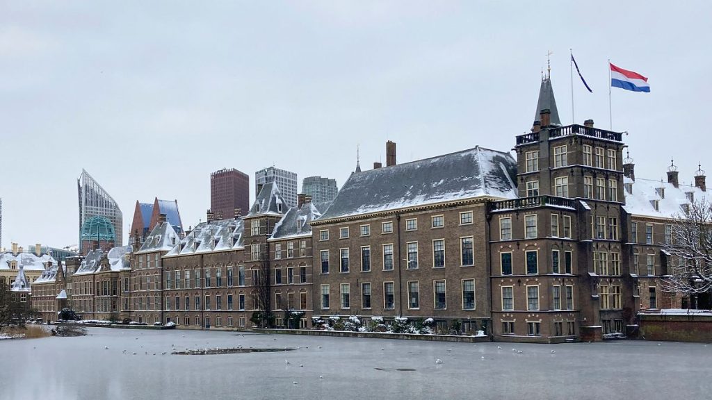The Dutch parliament buildings in The Hague, Netherlands, Feb. 9, 2021.