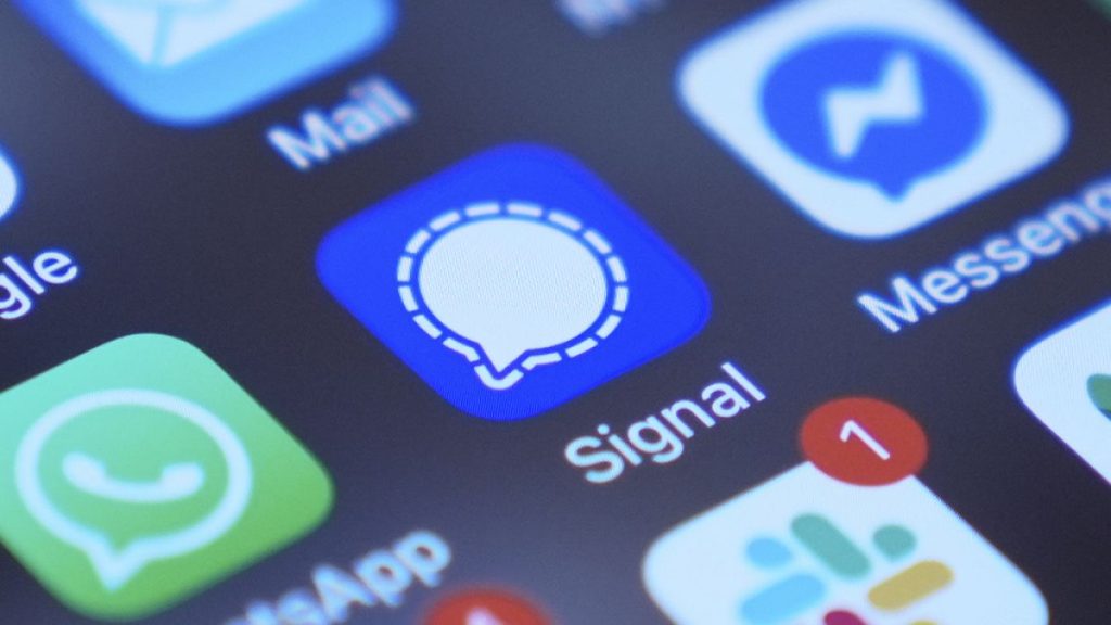 Signal app on a smartphone, on a mobile device screen