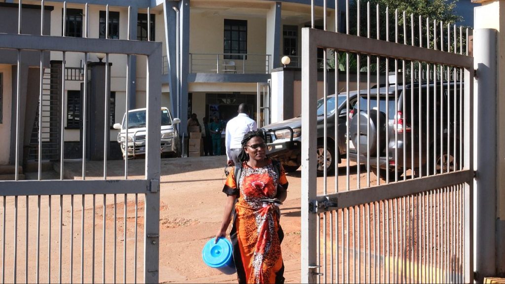 An Ebola survivor leaves the isolation centre at Mulago Referral Hospital in Kampala, Uganda in February 2025.
