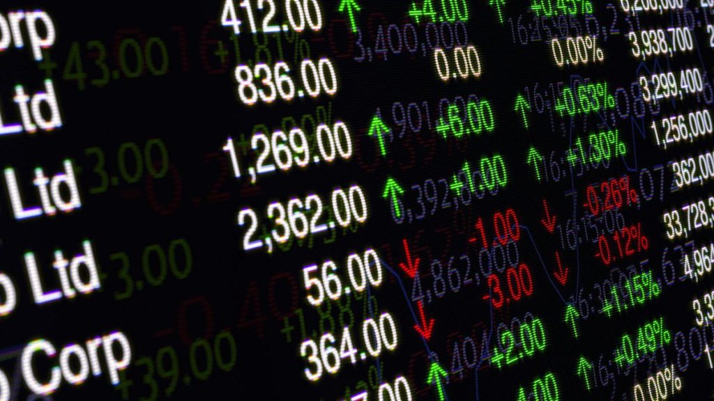 A screen with stock market indicators