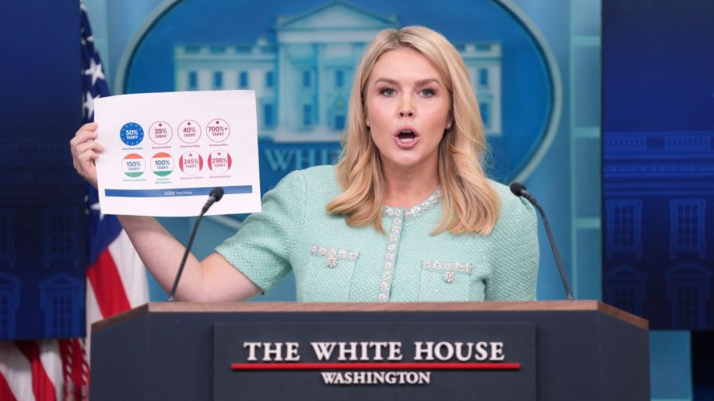 White House press secretary Karoline Leavitt speaks with reporters in the James Brady Press Briefing Room at the White House, Tuesday, March 11, 2025, in Washington.