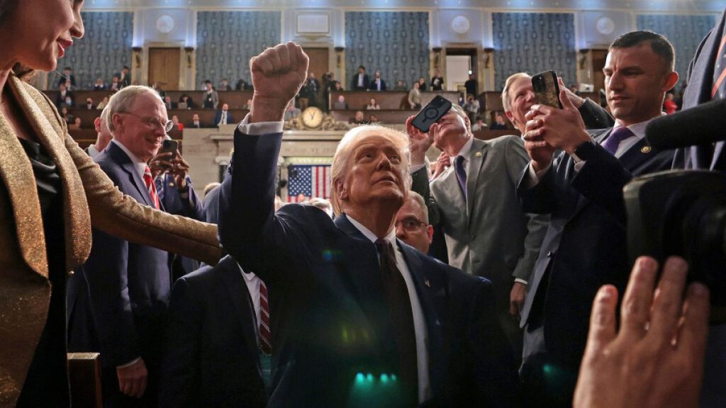 President Donald Trump leaves the chamber after addressing a joint session of Congress at the Capitol in Washington, Tuesday, March 4, 2025.