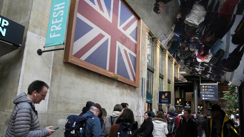 Travellers wait at Eurostar terminal in the Gare du Nord, Paris. 7 March 2025.