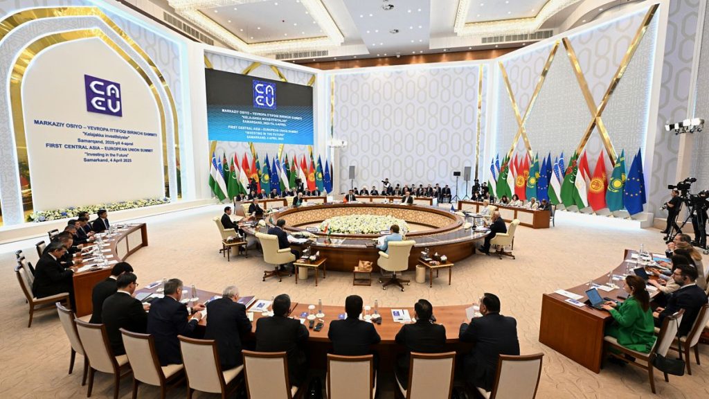 A view of the first summit between the leaders of the EU and the five countries of Central Asia in Samarkand, 4 April, 2025