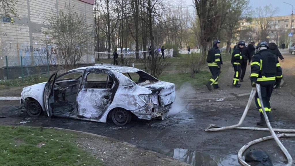 Rescue workers work on a site after Russian rocket strike on residential neighbourhood killing civilians including children, in Kryvyi Rih, Ukraine, April 4, 2025