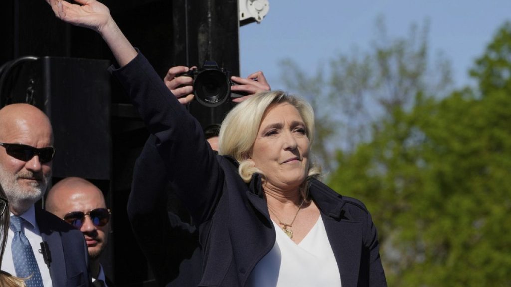 French far-right leader Marine Le Pen takes part in the French far-right party