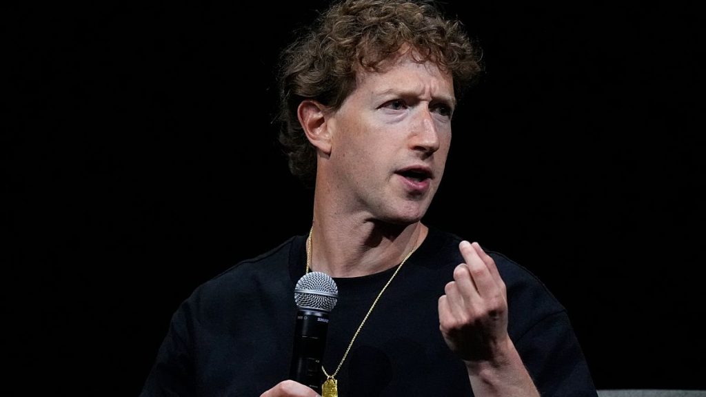 Mark Zuckerberg, chief executive officer of Meta, makes a point during an appearance at SIGGRAPH 2024.