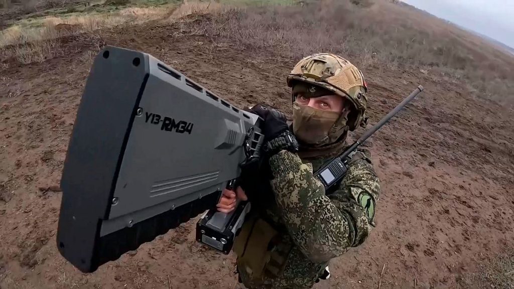 FILE: A Russian soldier gets ready to shoot Ukrainian drones on an undisclosed location in Ukraine, 16 January 2025