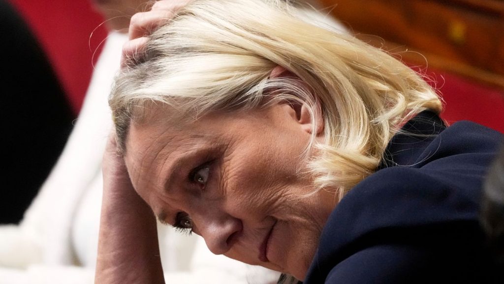 French far-right leader Marine Le Pen reacts at the National Assembly during a session in Paris, 1 April, 2025
