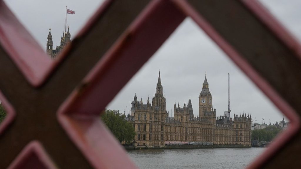 A view of the Houses of Parliament from across the River Thames in London, 3 May, 2024