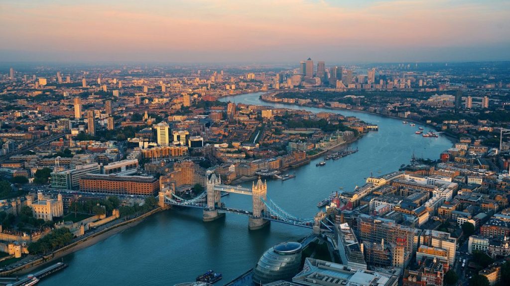Aerial view of London, United KIngdom