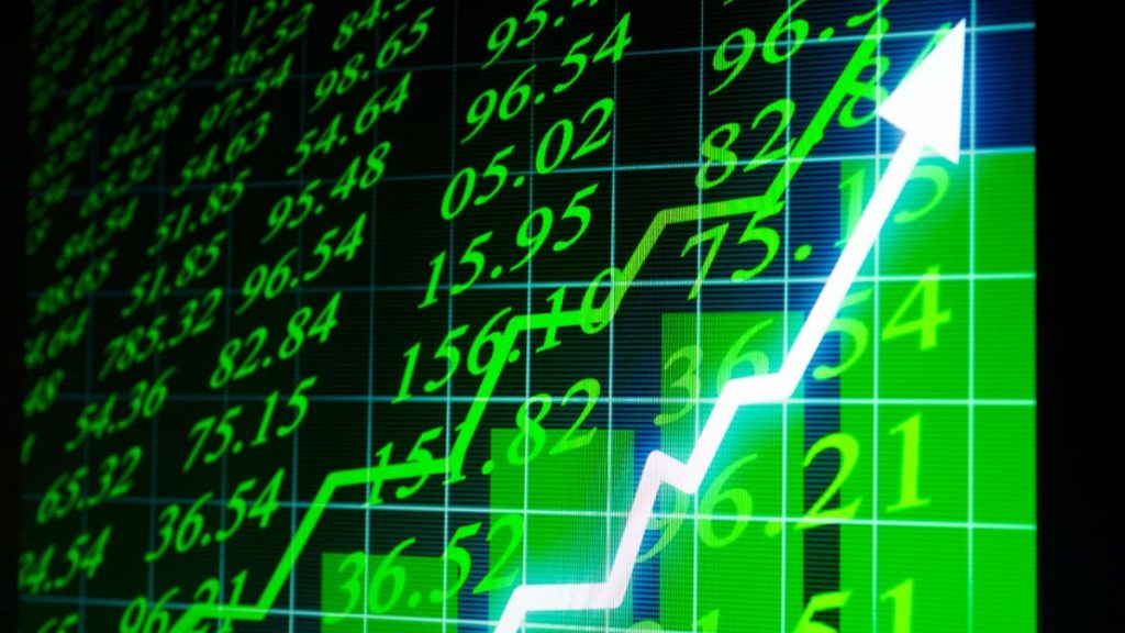 Stock market indicators on a screen