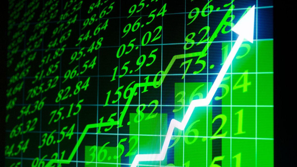 Stock market indicators on a screen