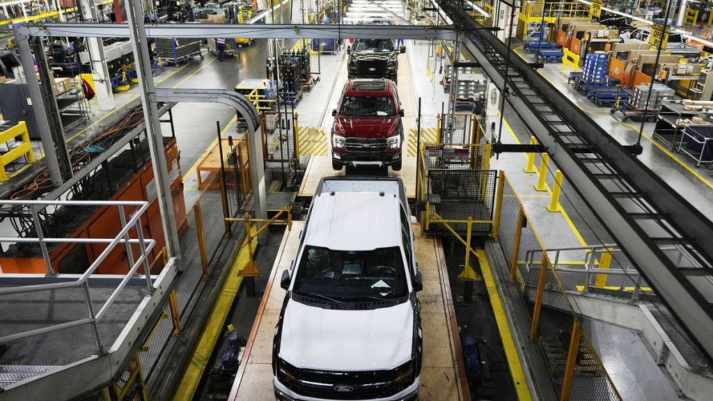 FILE - The 2024 Ford F-150 truck is assembled at the Dearborn Truck Plant, April 11, 2024, in Dearborn, Mich.