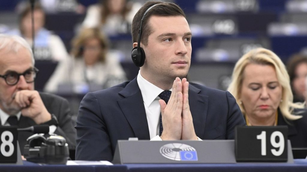 Jordan Bardella during a plenary session in the European Parliement.