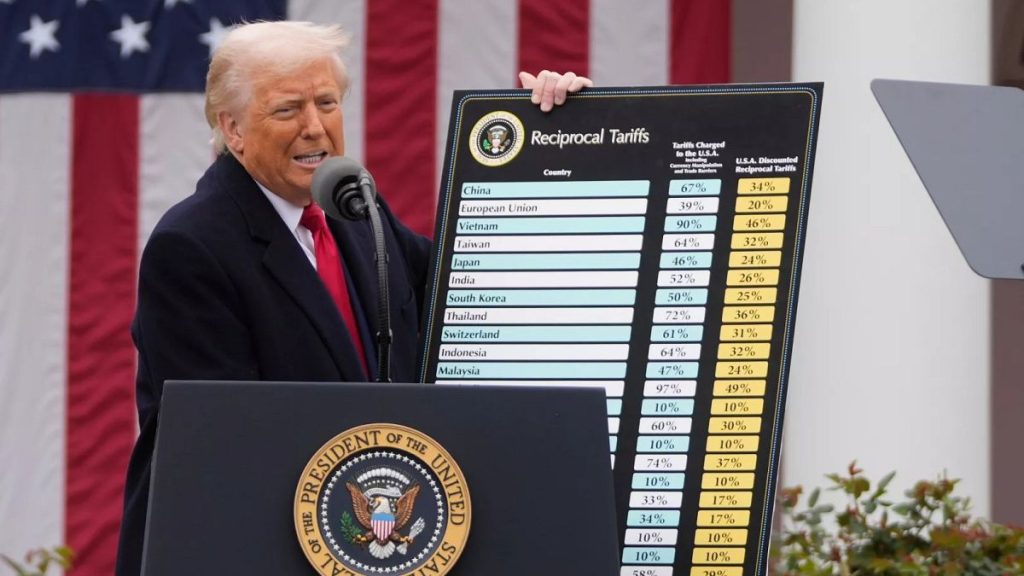 President Donald Trump speaks during an event to announce new tariffs in the Rose Garden at the White House, Wednesday, April 2, 2025, in Washington.
