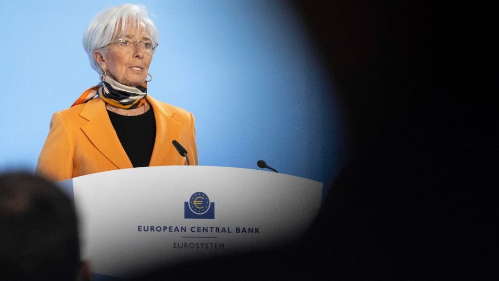 European Central Bank (ECB) President Christine Lagarde speaks at the bank