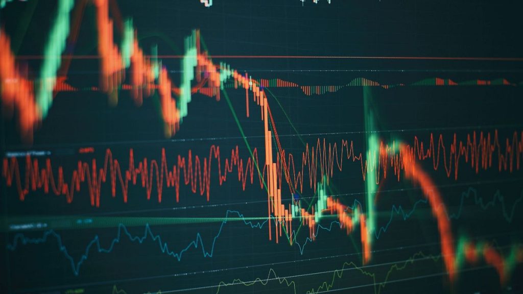 Stock market indicators on a screen