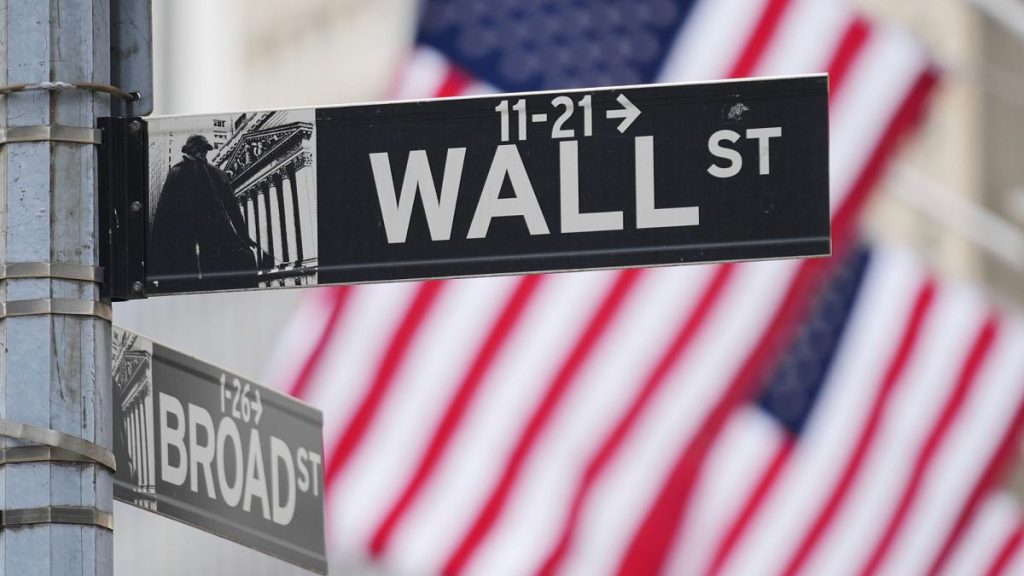 Wall Street signs are displayed outside the New York Stock Exchange in New York. 2 April 2025.